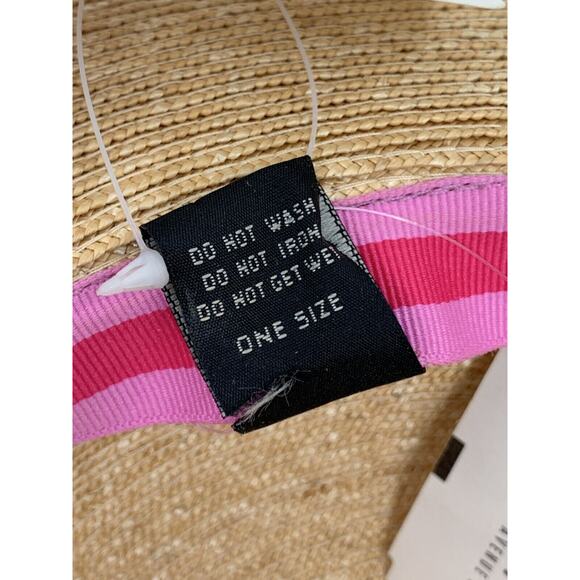 NWT Vintage COACH Straw Beach Sun Hat OS Wide Brim Floppy made in Italy - Picture 10 of 11